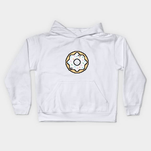 Cute Donut White - Pixel Icon Kids Hoodie by Lionti_design